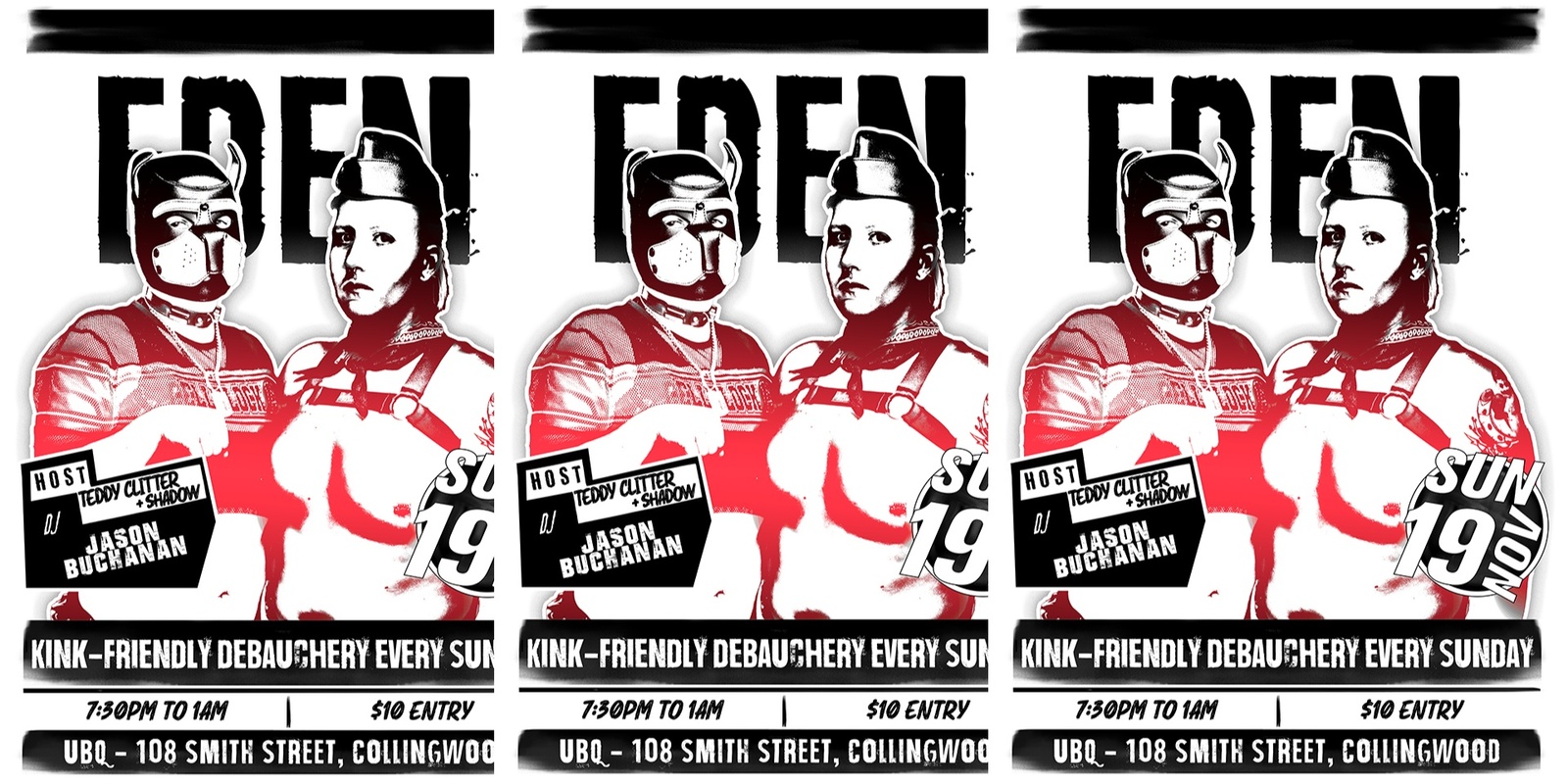 Banner image for EDEN, Sunday 19 November 2023 ft. DJ Jason Buchanan | Hosted by Teddy Clitter & Shadow!