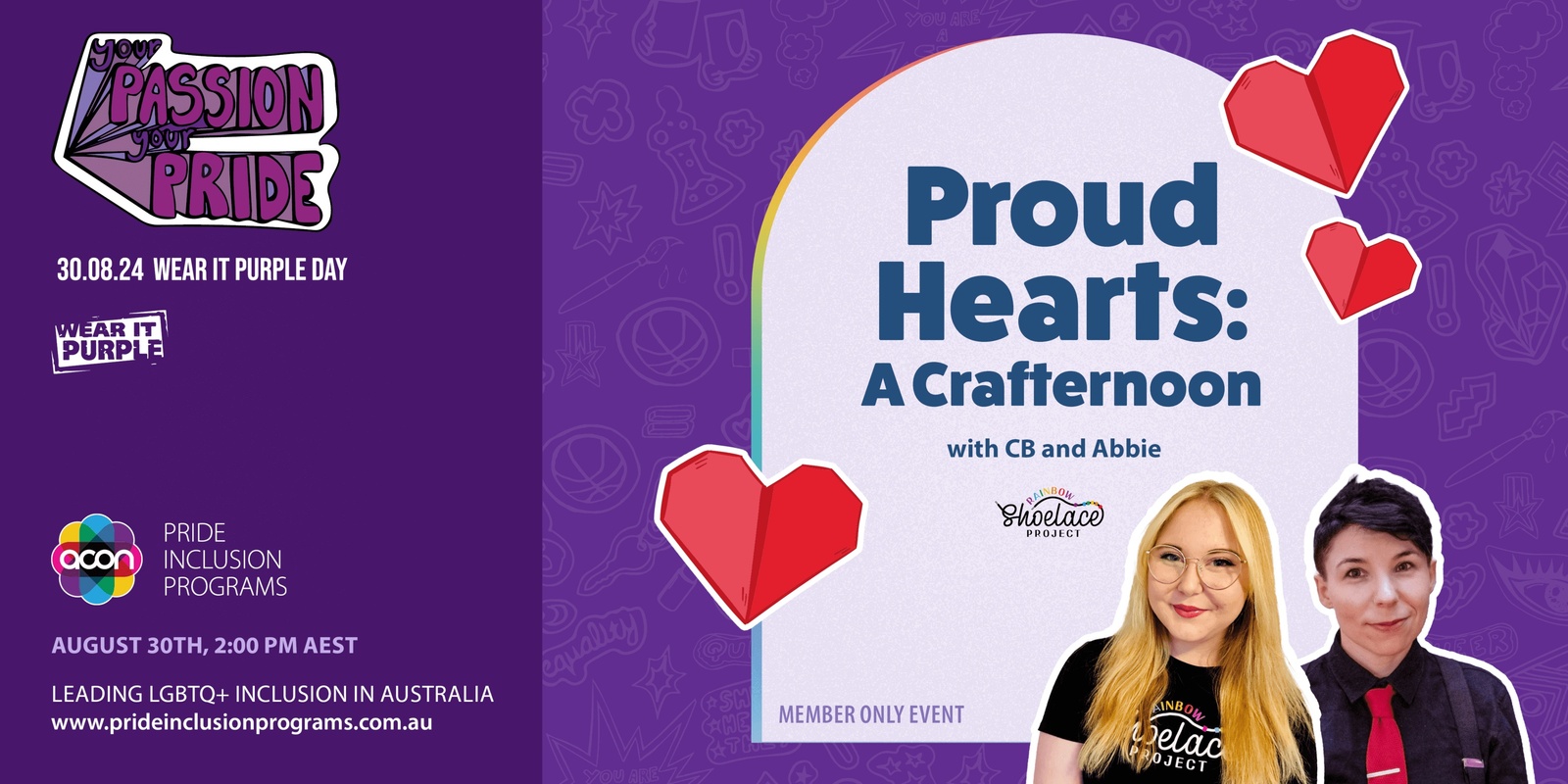 Banner image for Proud Hearts: A Crafternoon with CB and Abbie