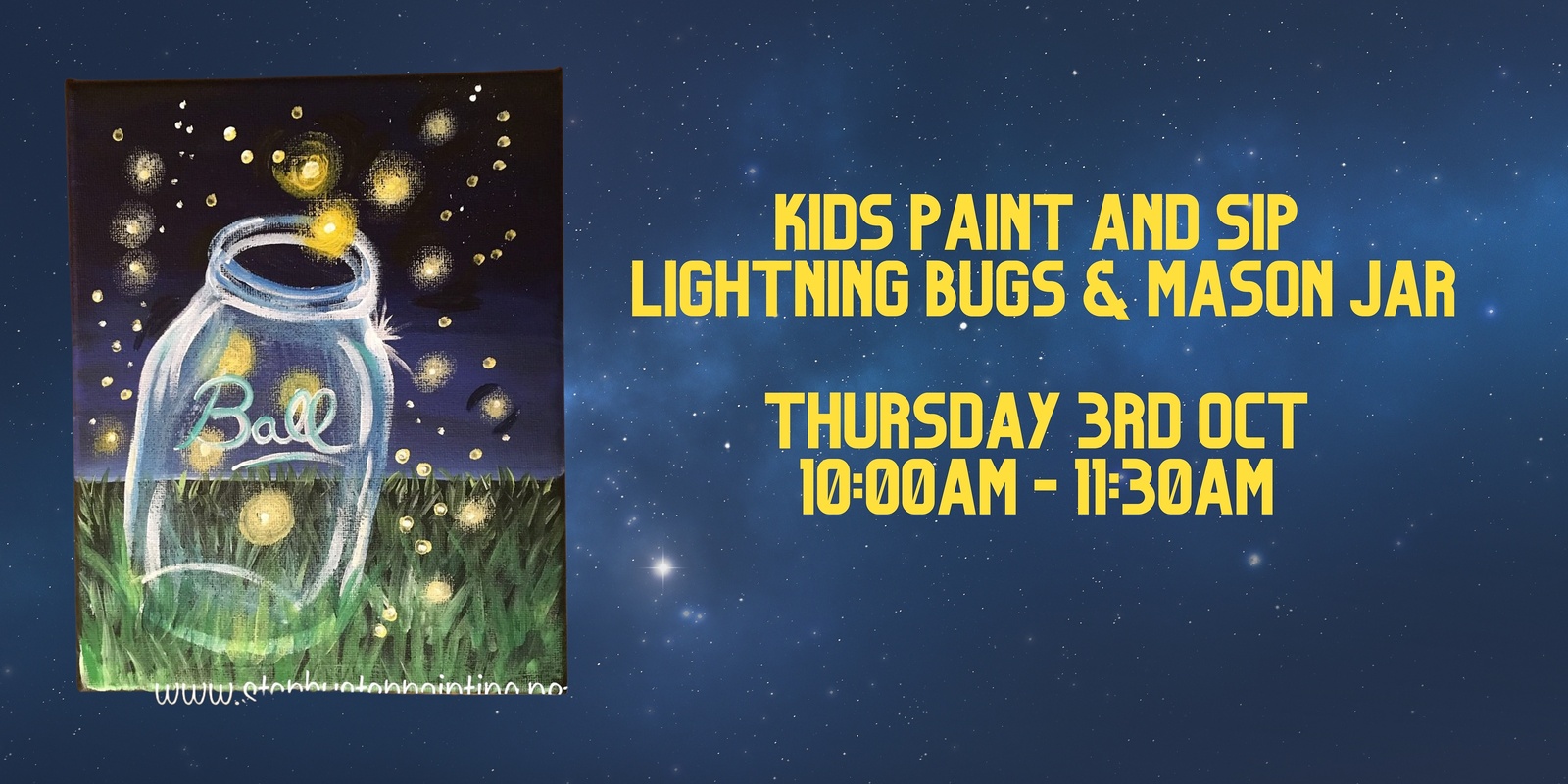 Banner image for Kids Paint and Sip: Lightning Bugs & Mason Jar