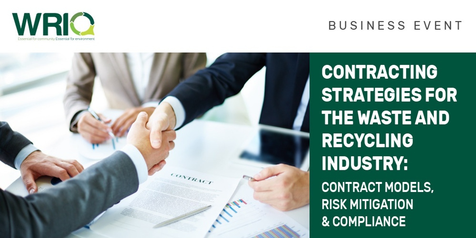 Banner image for WRIQ Business Event (July 2024) - Contracting Strategies for the Waste and Recycling Industry