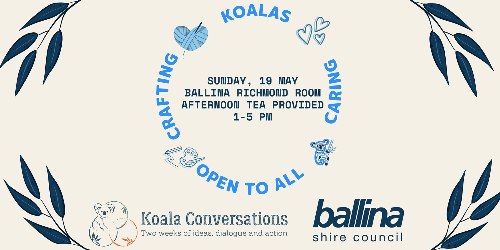 Banner image for Crafting and Caring with Koalas -  an afternoon of koala-themed creating, crafting and caring for both your wellbeing and our koala friends
