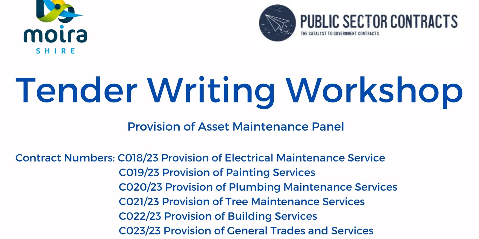 Banner image for Tender Writing Workshop - Provision of Asset Maintenance Panel - Online