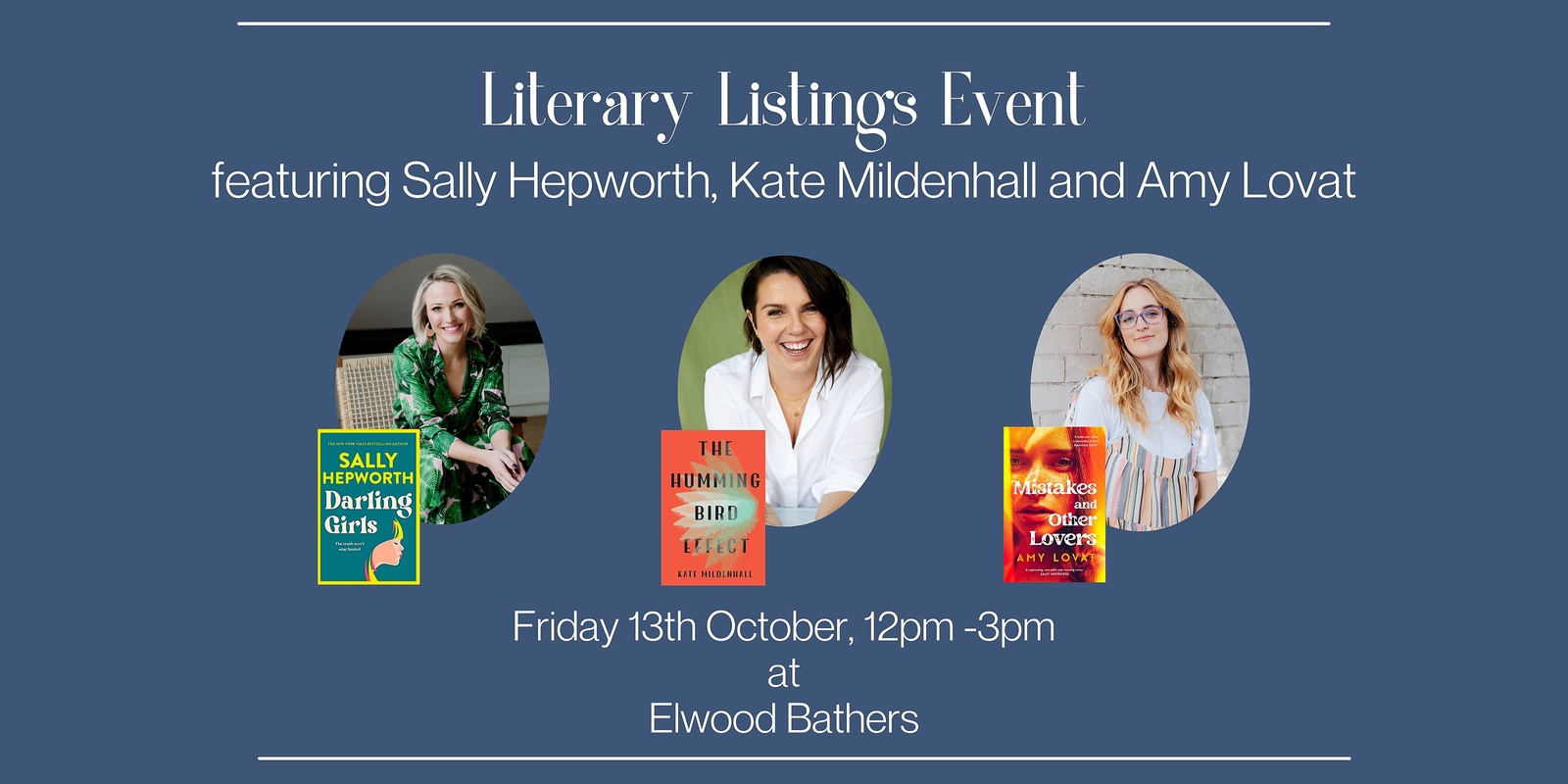 Banner image for Literary Listings presents Sally Hepworth, Kate Mildenhall & Amy Lovat in conversation