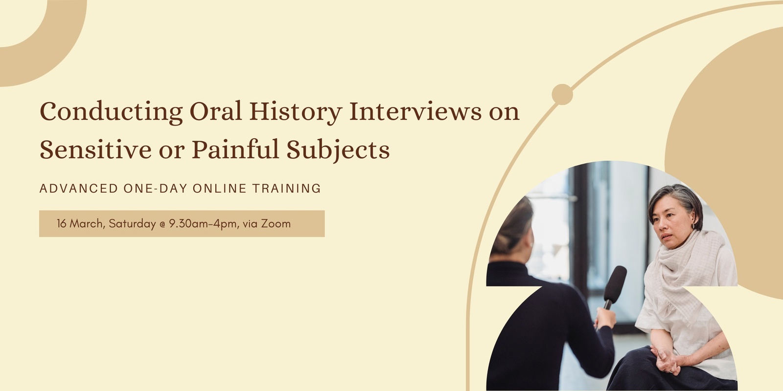 Banner image for Oral History Victoria Advanced Workshop: Conducting Oral History Interviews on sensitive or painful subjects