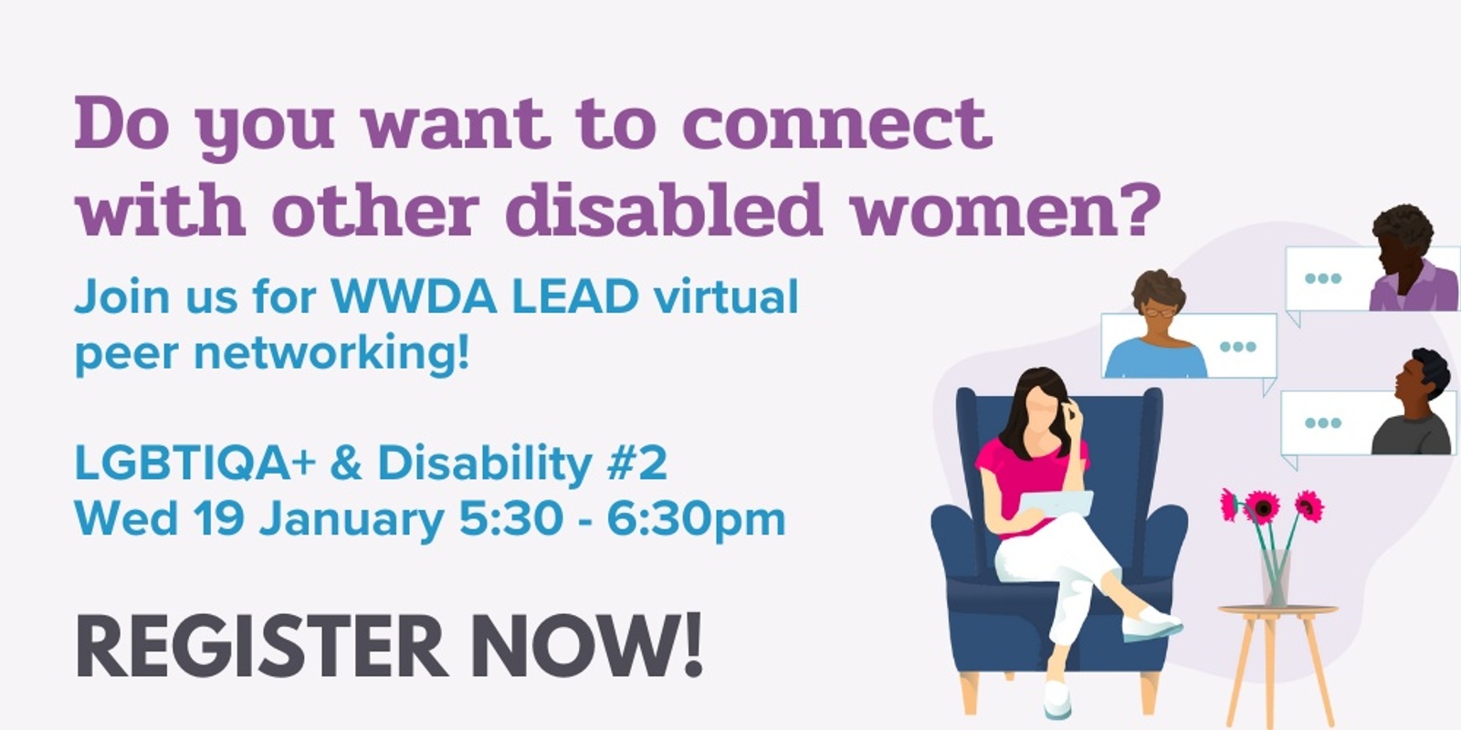 Banner image for WWDA LEAD Peer Networking - LBGTIQA+ & Disability #2