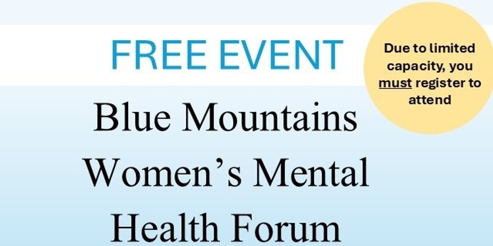 Banner image for BLUE MOUNTAINS WOMEN’S MENTAL HEALTH FORUM