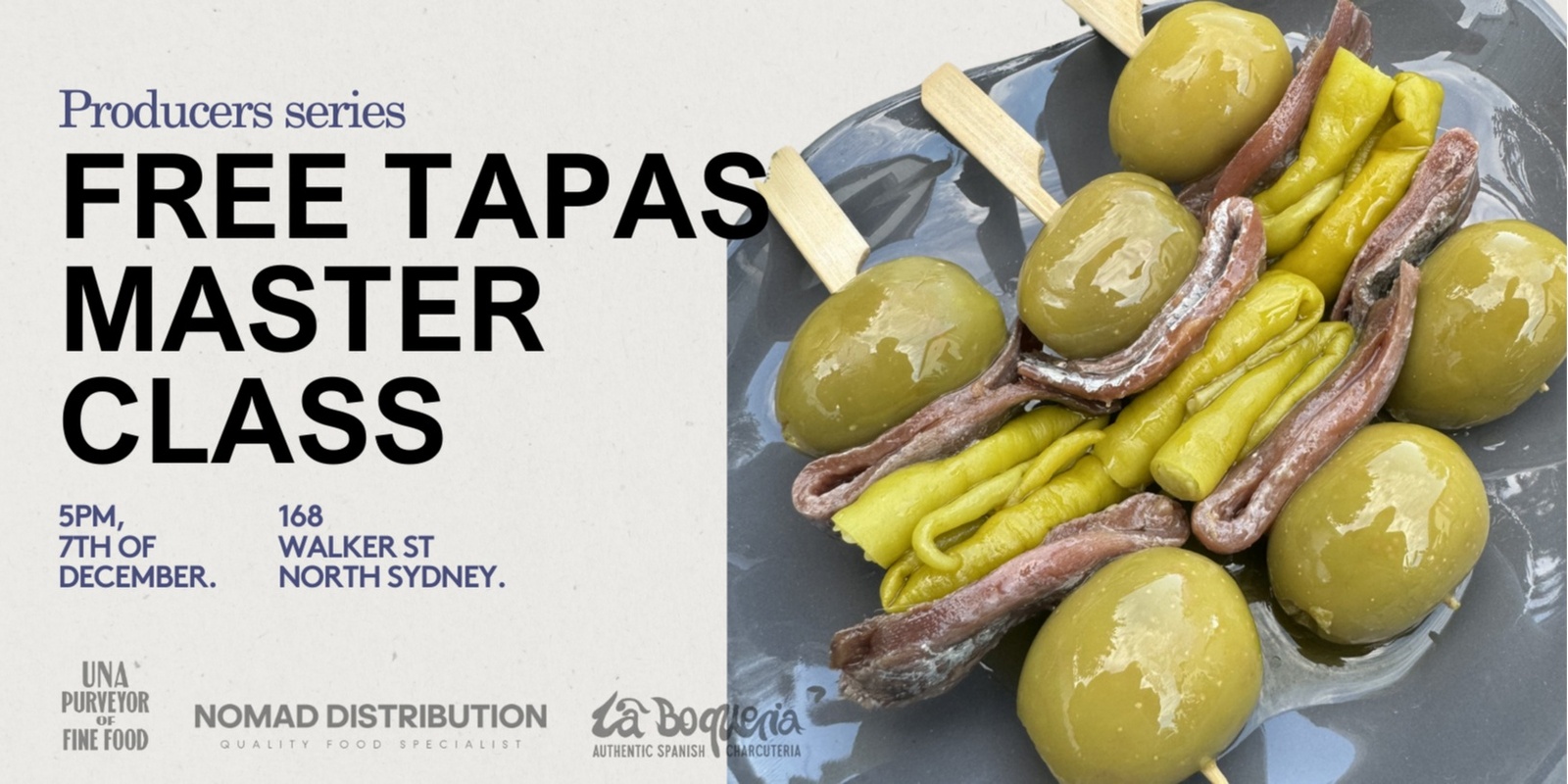 Banner image for Free Tapas Masterclass: Una Providore x Nomad Distribution