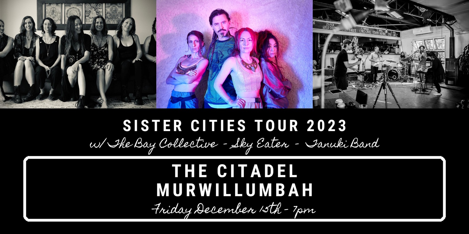 Banner image for Sister Cities Tour 2023 - Sky Eater, Hayley Grace & The Bay Collective, Tanuki Band