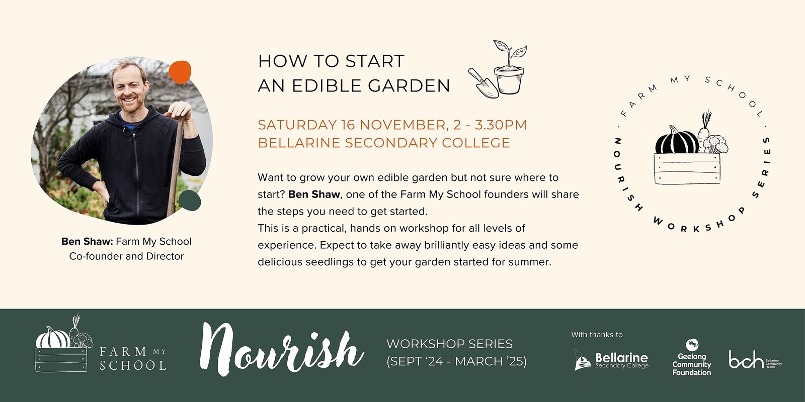 Banner image for Nourish Workshop Series: How to start an edible garden