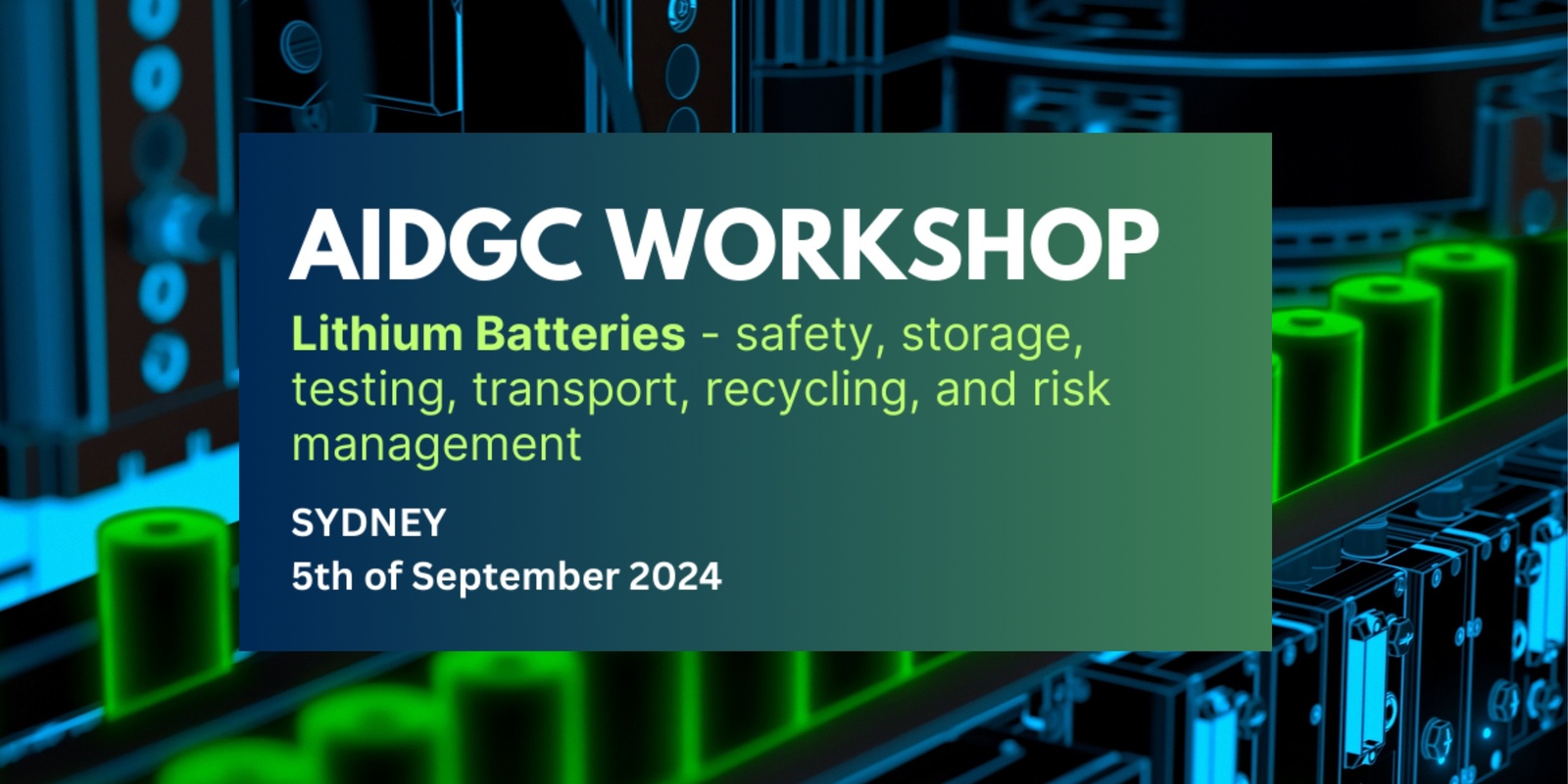 Banner image for AIDGC Workshop 2024 - Lithium Batteries