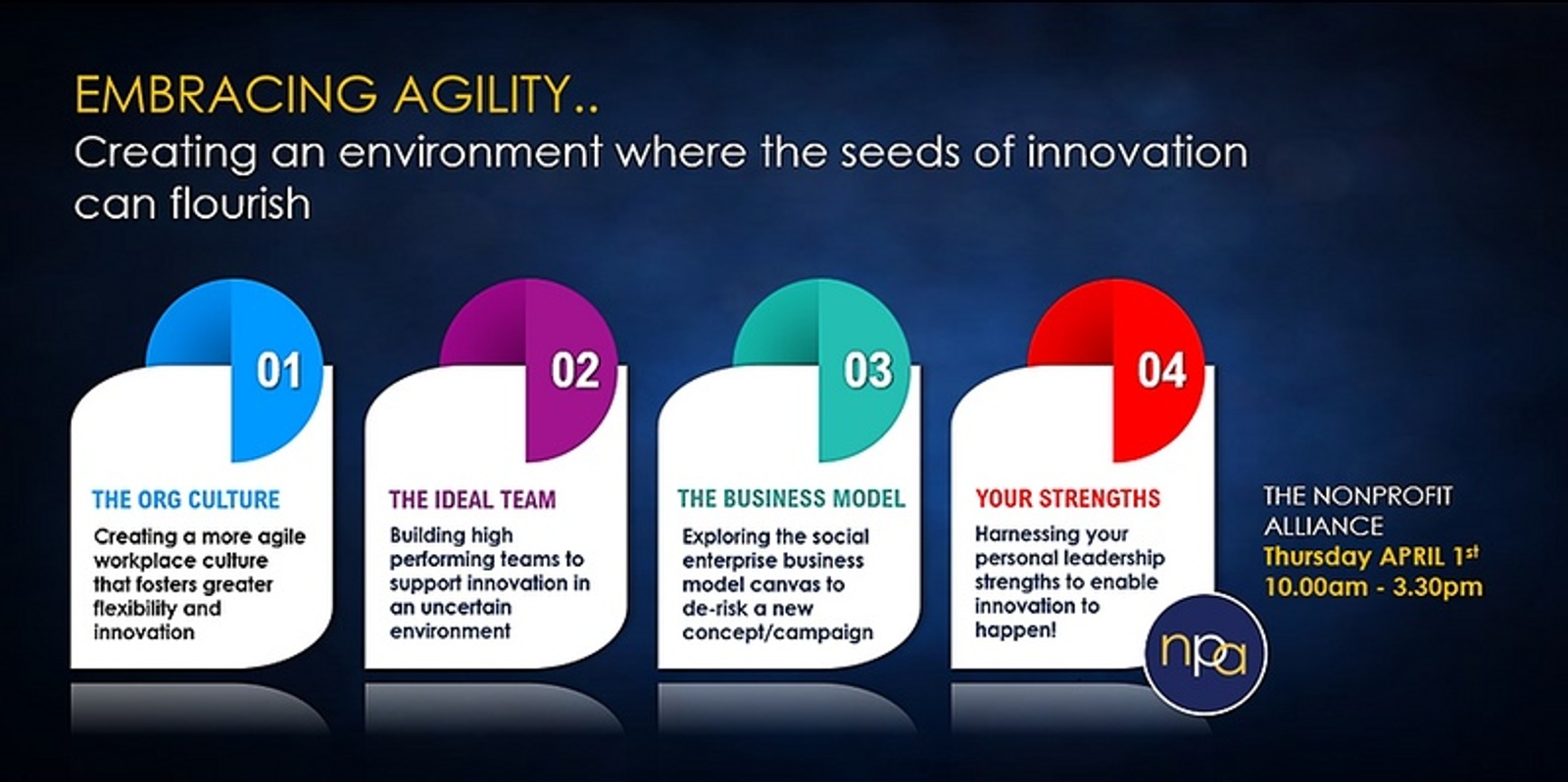 Banner image for NPA Embracing Agility/Innovation Workshop