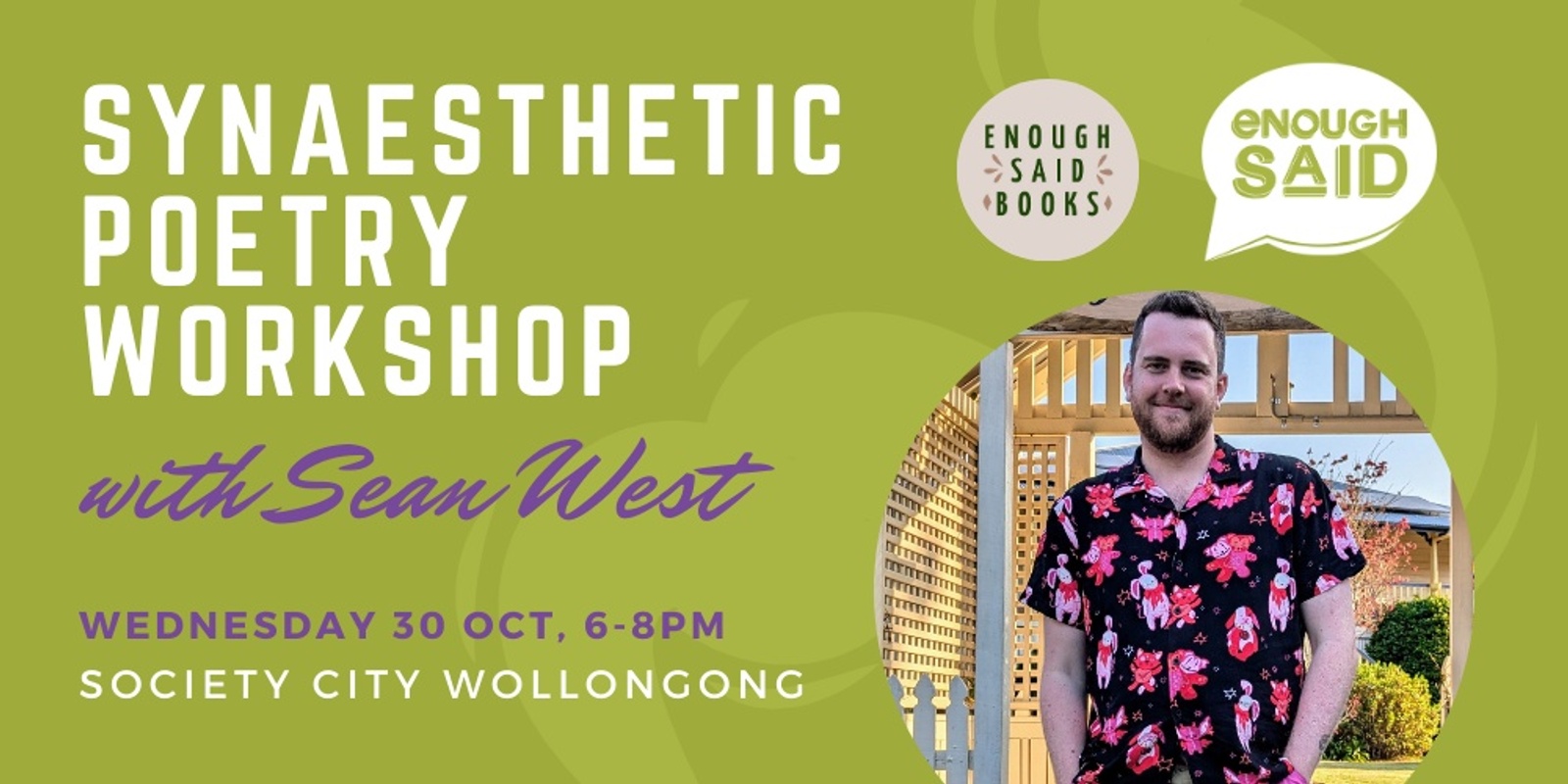 Banner image for Synaesthetic Poetry Workshop with Sean West