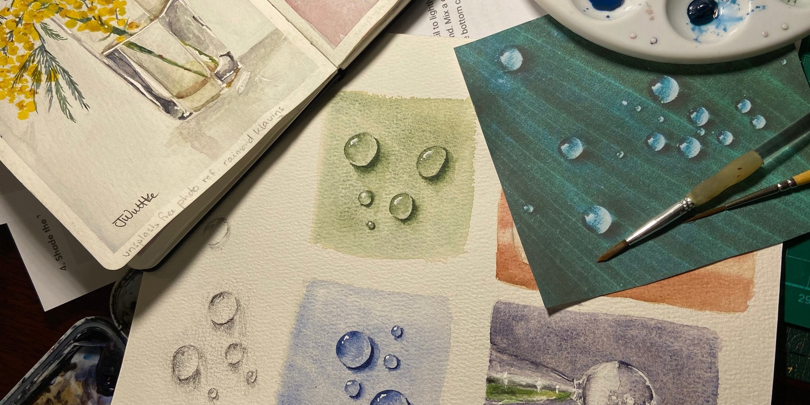 Banner image for Watercolour & Mixed Media:  Glass Reflections & Water Droplets