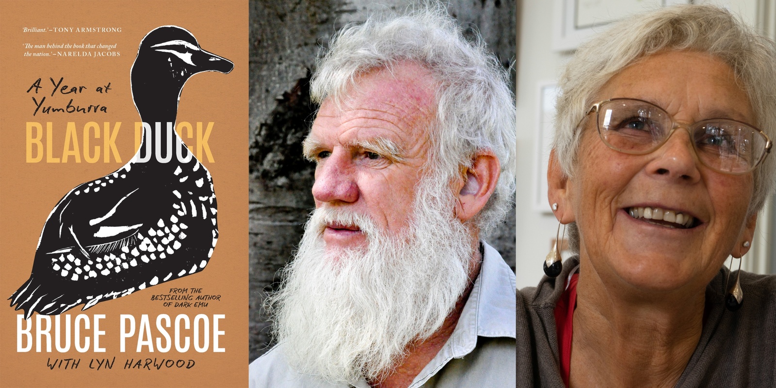 Banner image for BLACK DUCK: A YEAR AT YUMBURRA - Bruce Pascoe and Lyn Harwood In Conversation with Clarence Slockee