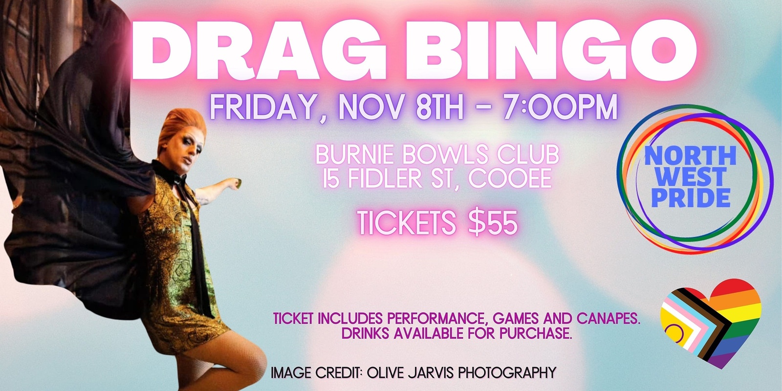 Banner image for Drag Bingo @ Burnie Bowls Club, Cooee