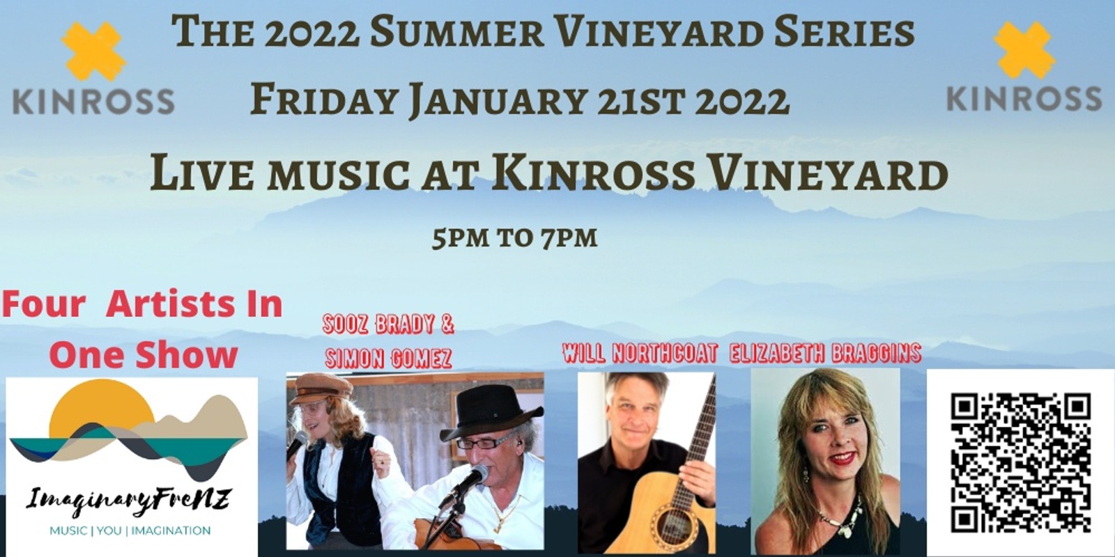 Banner image for  The Summer Vineyard Series  "Live at Kinross" 21st January 2022 with ImaginaryFreNZ & friends