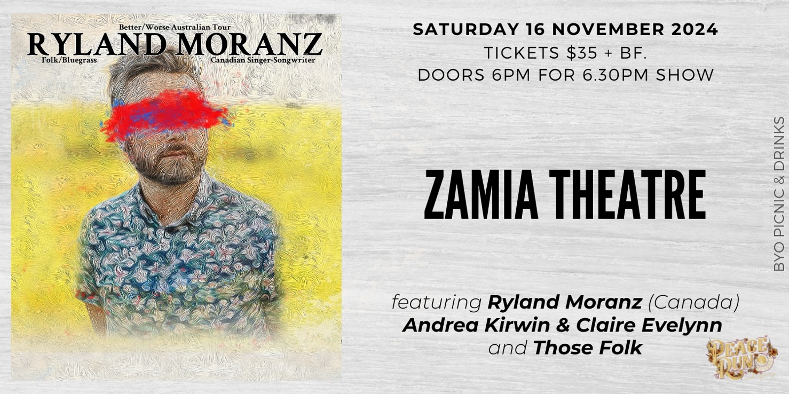 Banner image for Ryland Moranz (Canada) w/ Andrea Kirwin & Claire Evelynn and Those Folk at Zamia Theatre