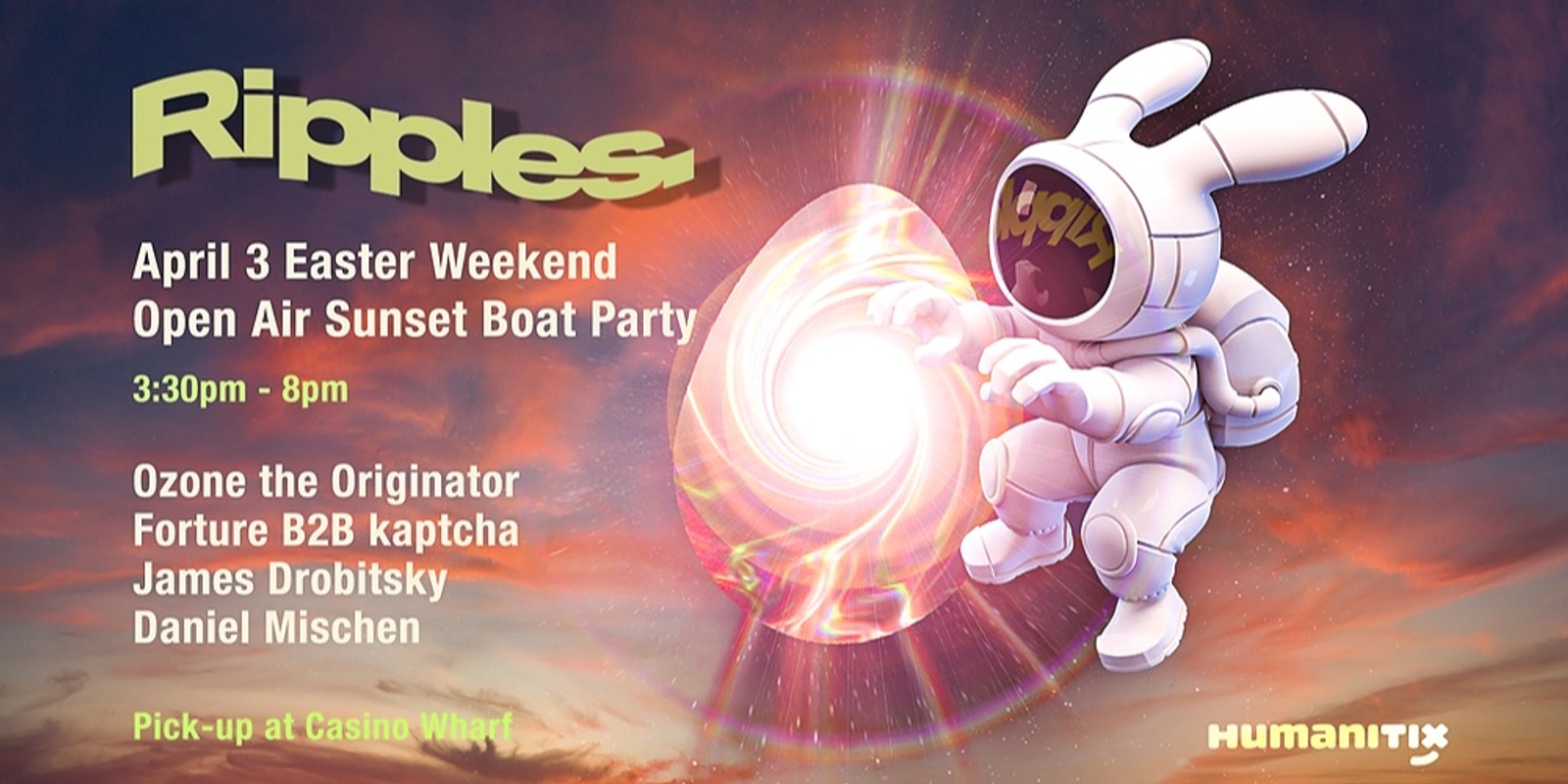 Banner image for Ripples Easter Saturday Sunset Boat Party