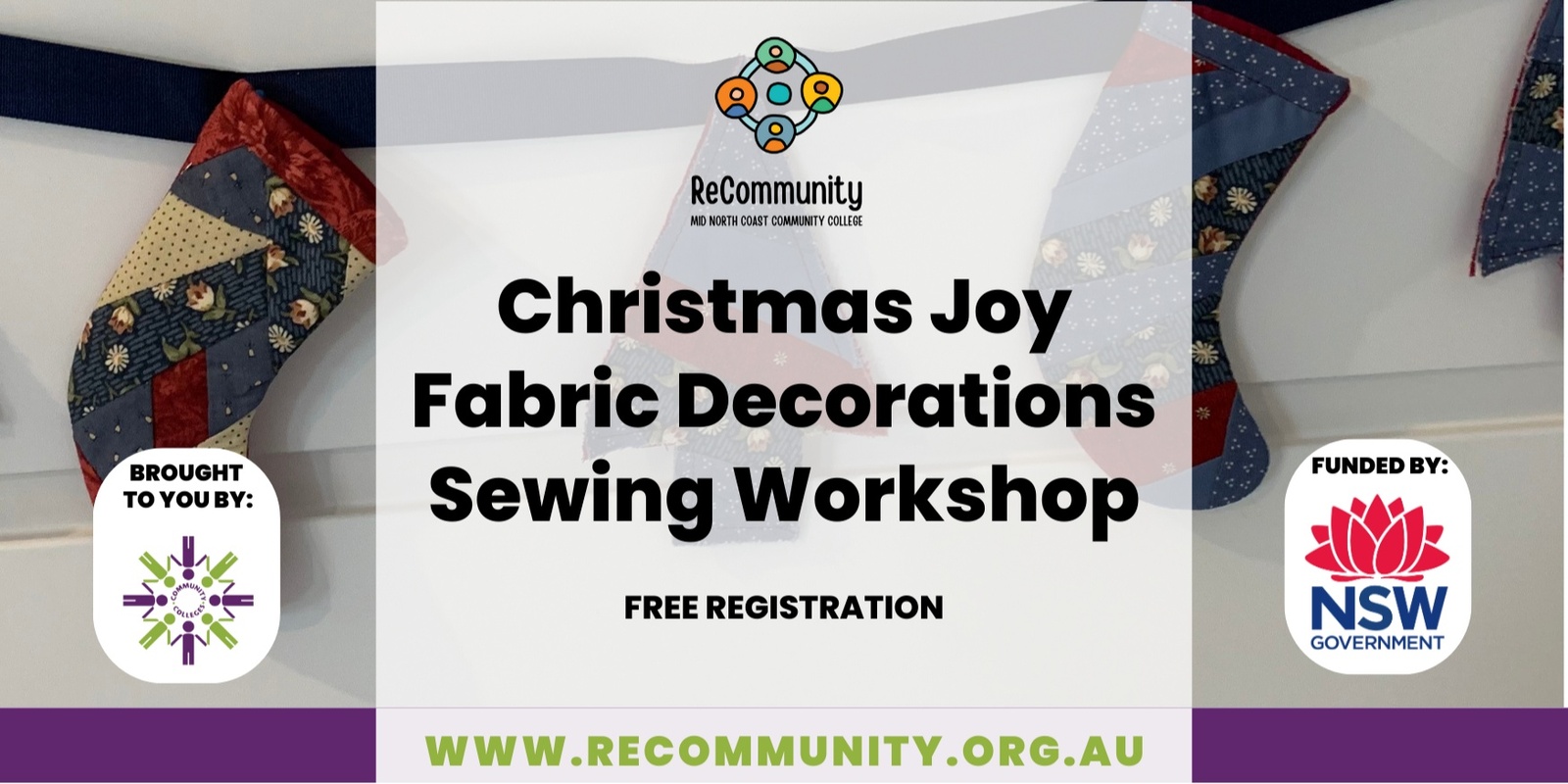 Banner image for Christmas Joy Fabric Decorations Sewing Workshop| KEMPSEY