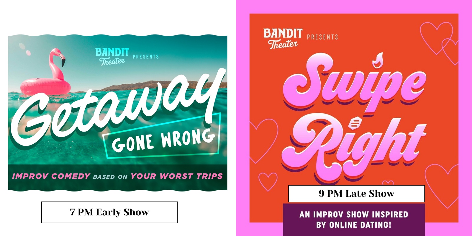 Banner image for Bandit Theater presents: Getaway Gone Wrong (7p show) & Swipe Right! (9p show) [IMPROV] @ FREMONT ABBEY