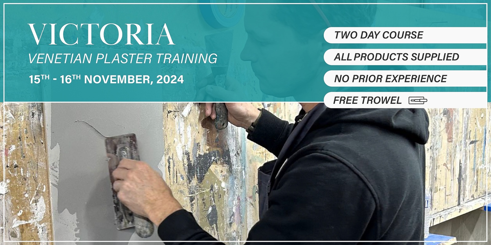 Banner image for Victoria Venetian Plaster Training - (15th - 16th November, 2024)