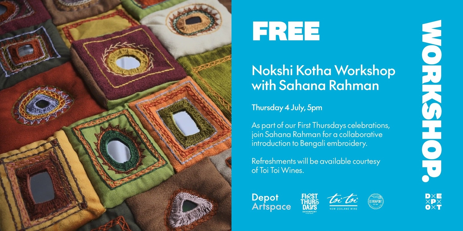 Banner image for First Thursdays: Nokshi Kotha Workshop with Sahana Rahman