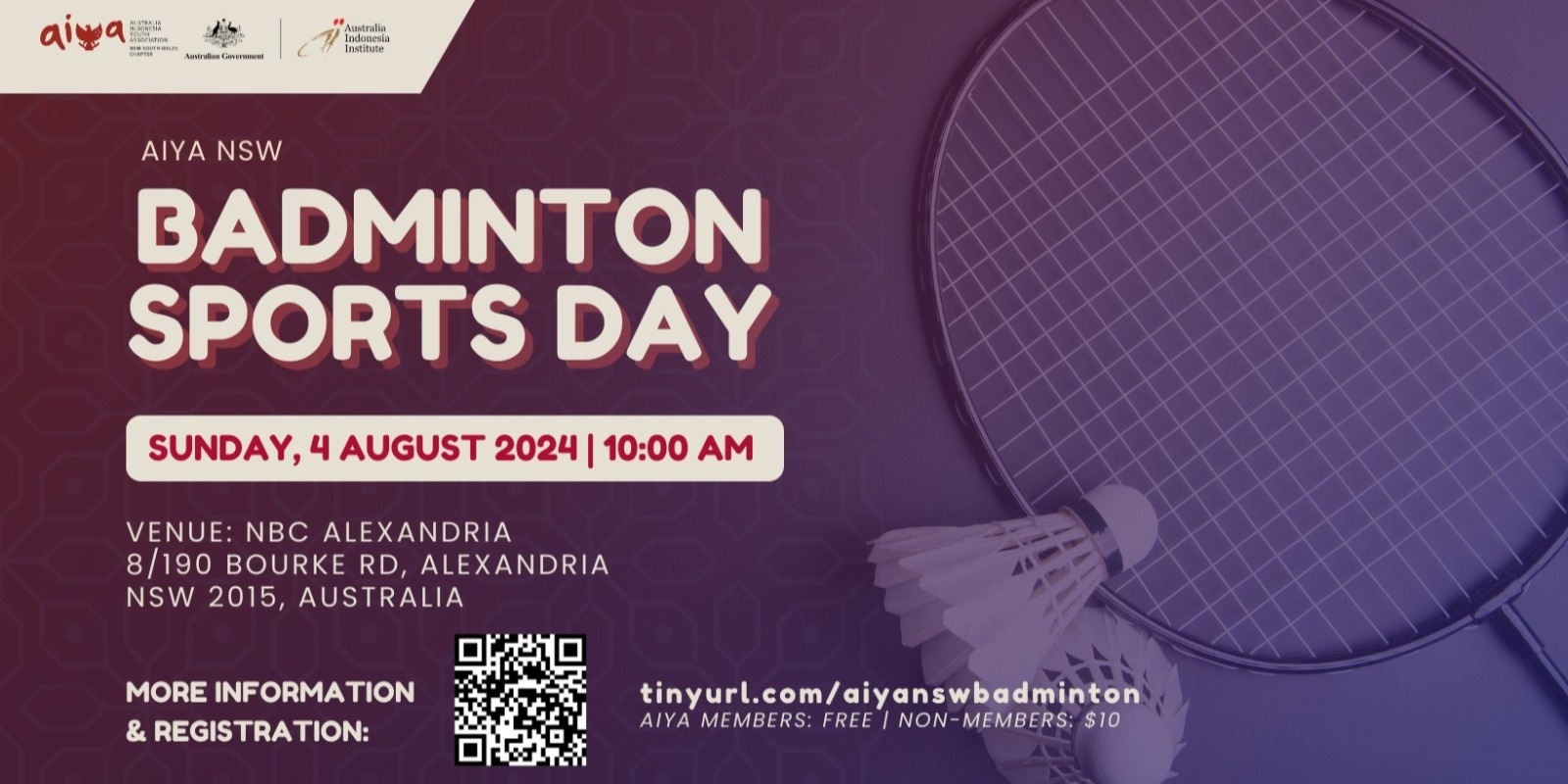 Banner image for AIYA NSW Badminton Sports Day