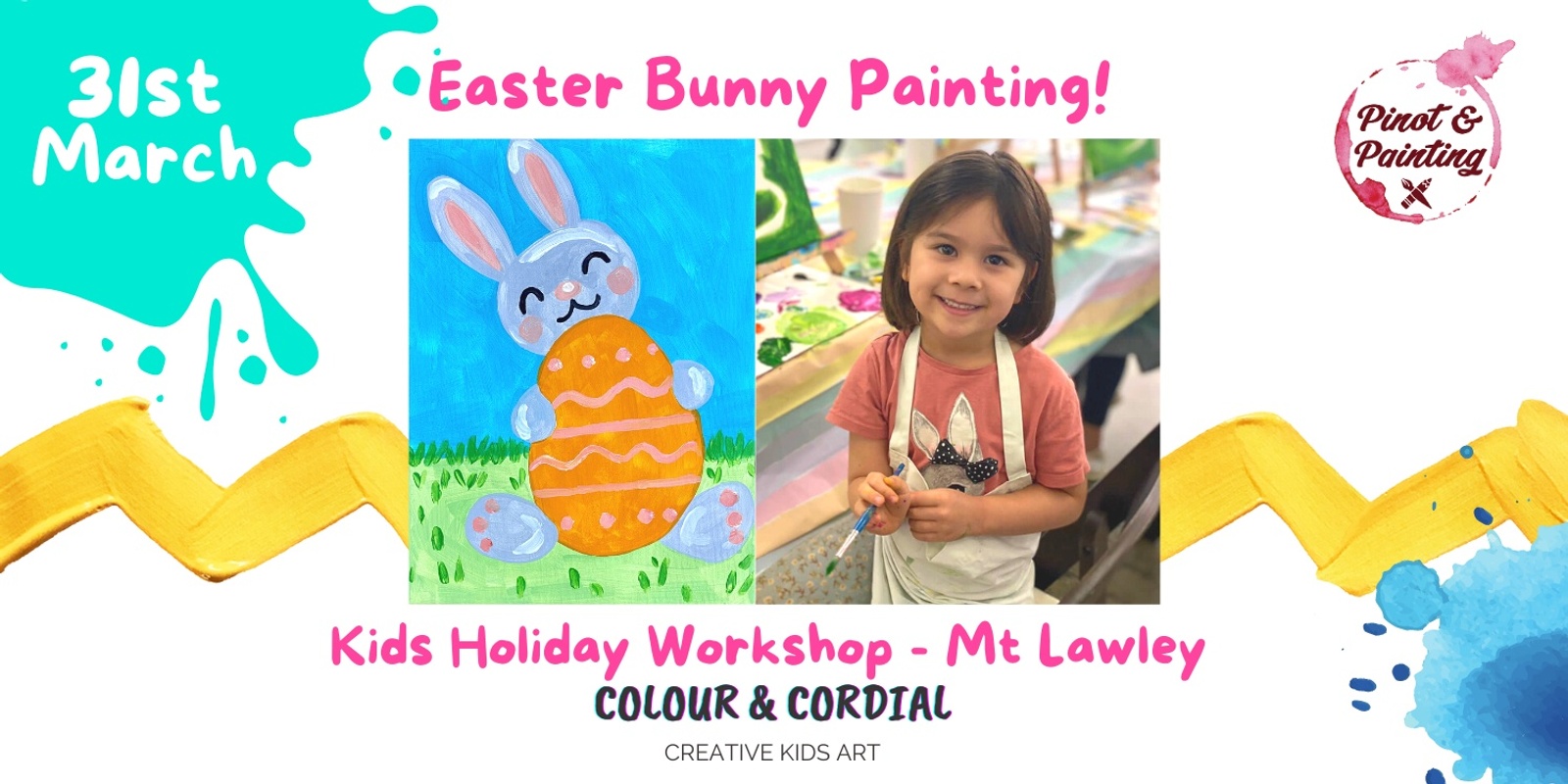 Banner image for Easter Bunny - School Holidays Junior Sip & Paint @ The General Collective