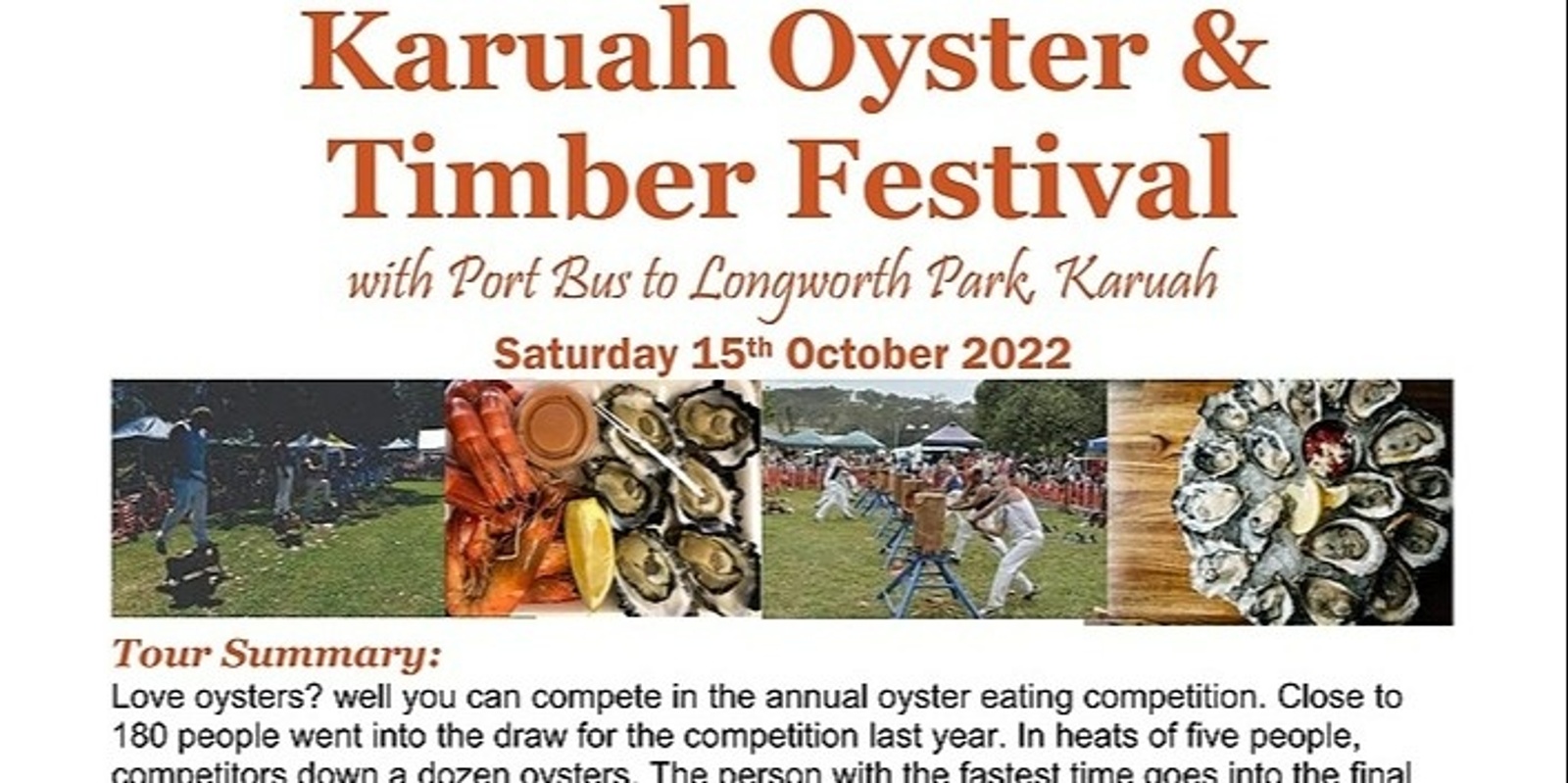 Banner image for Karuah Oyster & Timber Festival