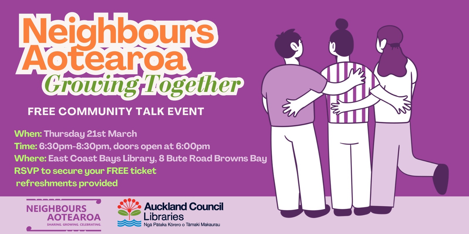 Banner image for "Growing Together" Neighbours Aotearoa Community Talk Event