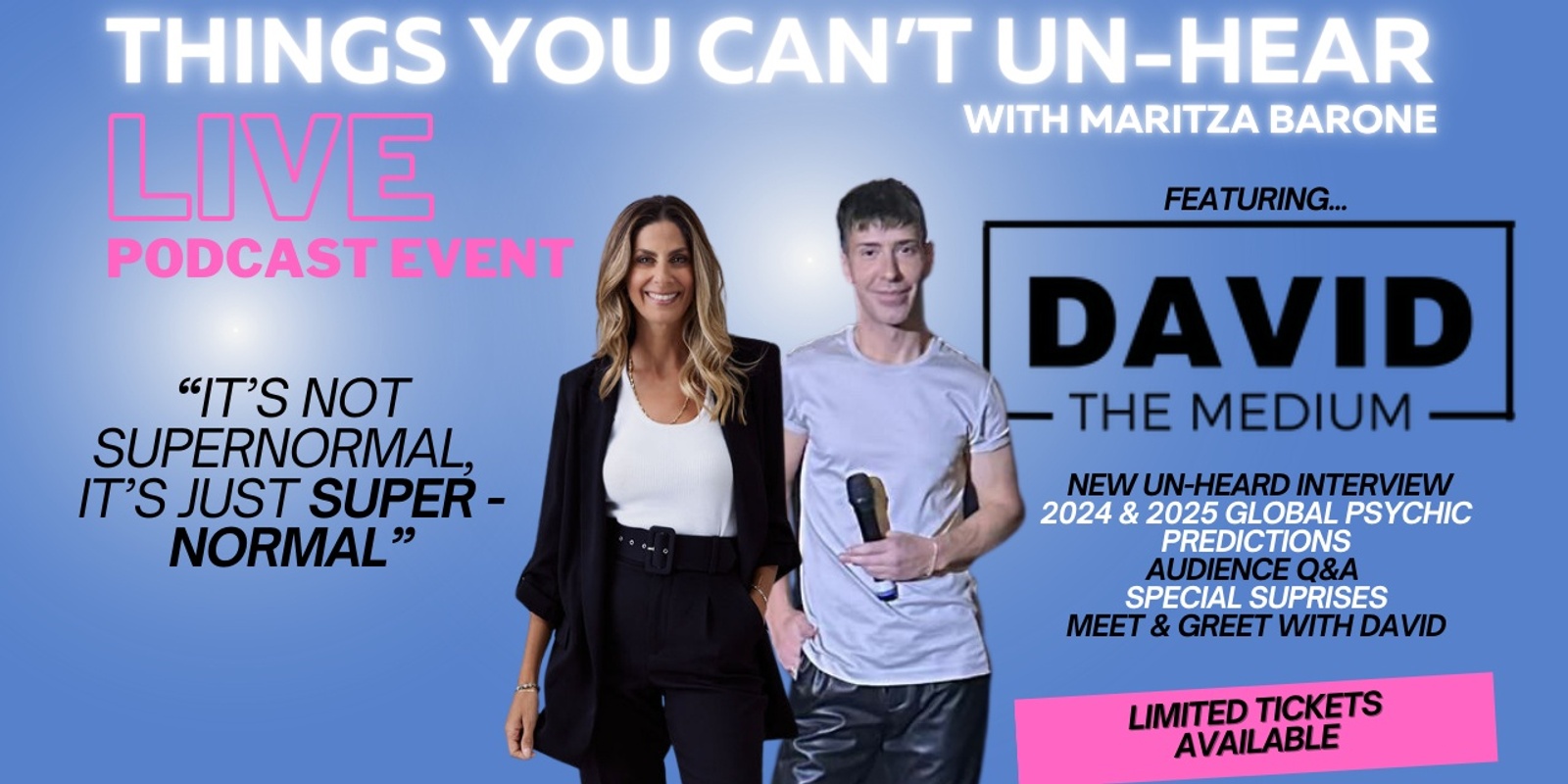 Banner image for Things You Can't Un-Hear LIVE with Maritza Barone & David The Medium
