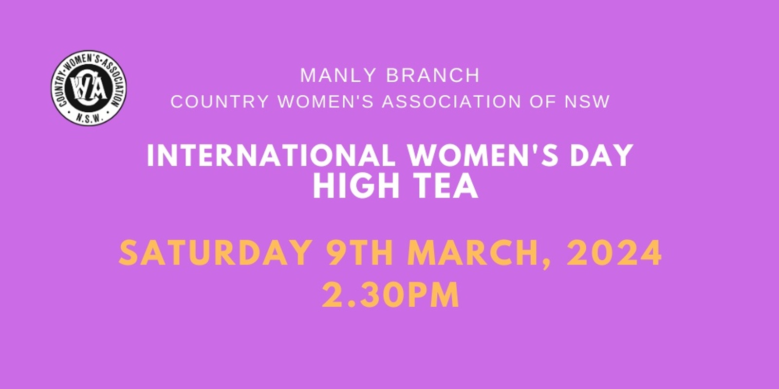 Banner image for Manly CWA International Women's Day High Tea 