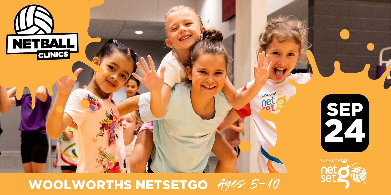 Banner image for WOOLWORTHS NETSETGO CLINIC (24 SEP) - NISSAN ARENA - AGES 5 - 10
