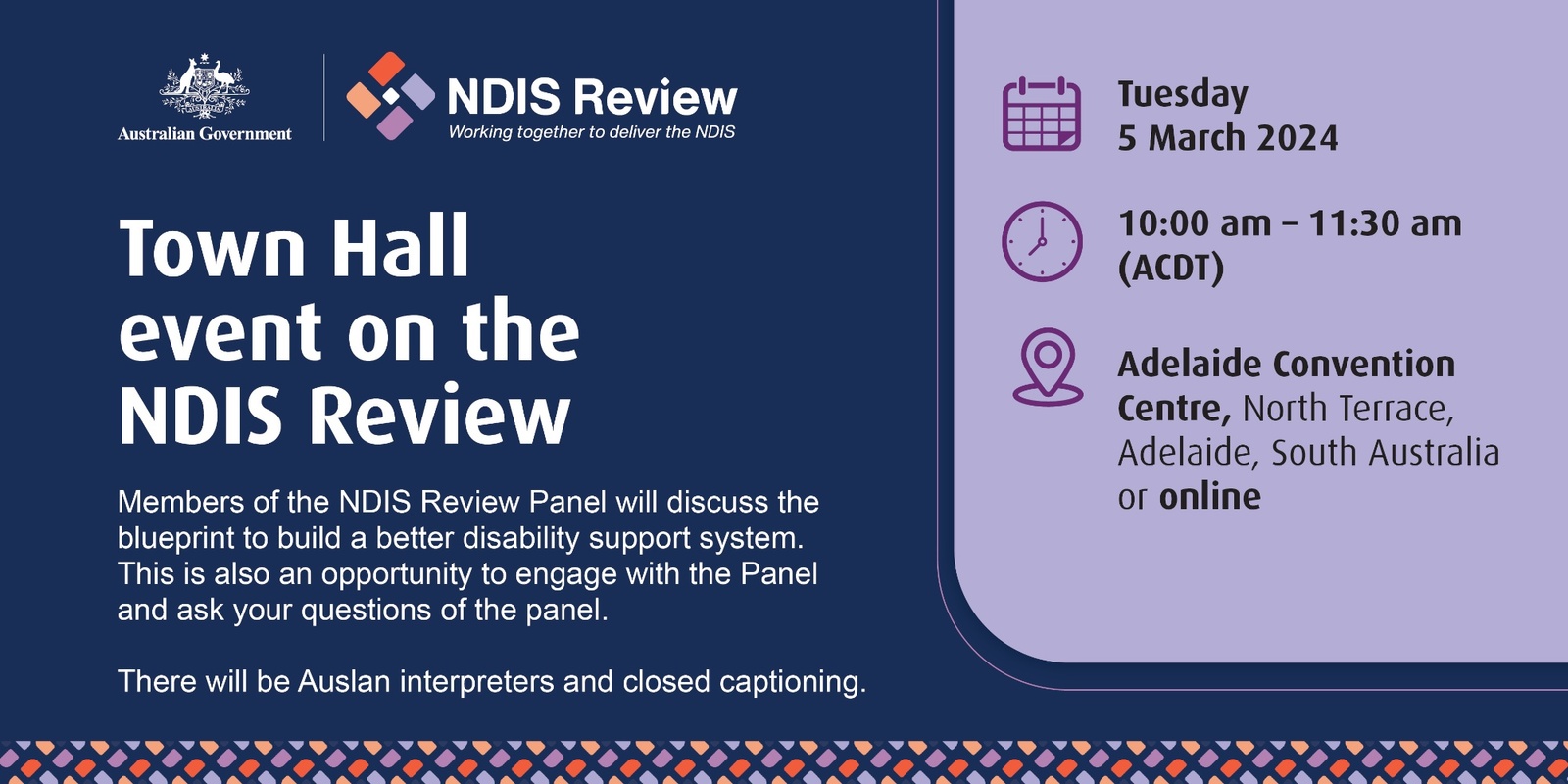 Banner image for NDIS Review Town Hall Event - Adelaide