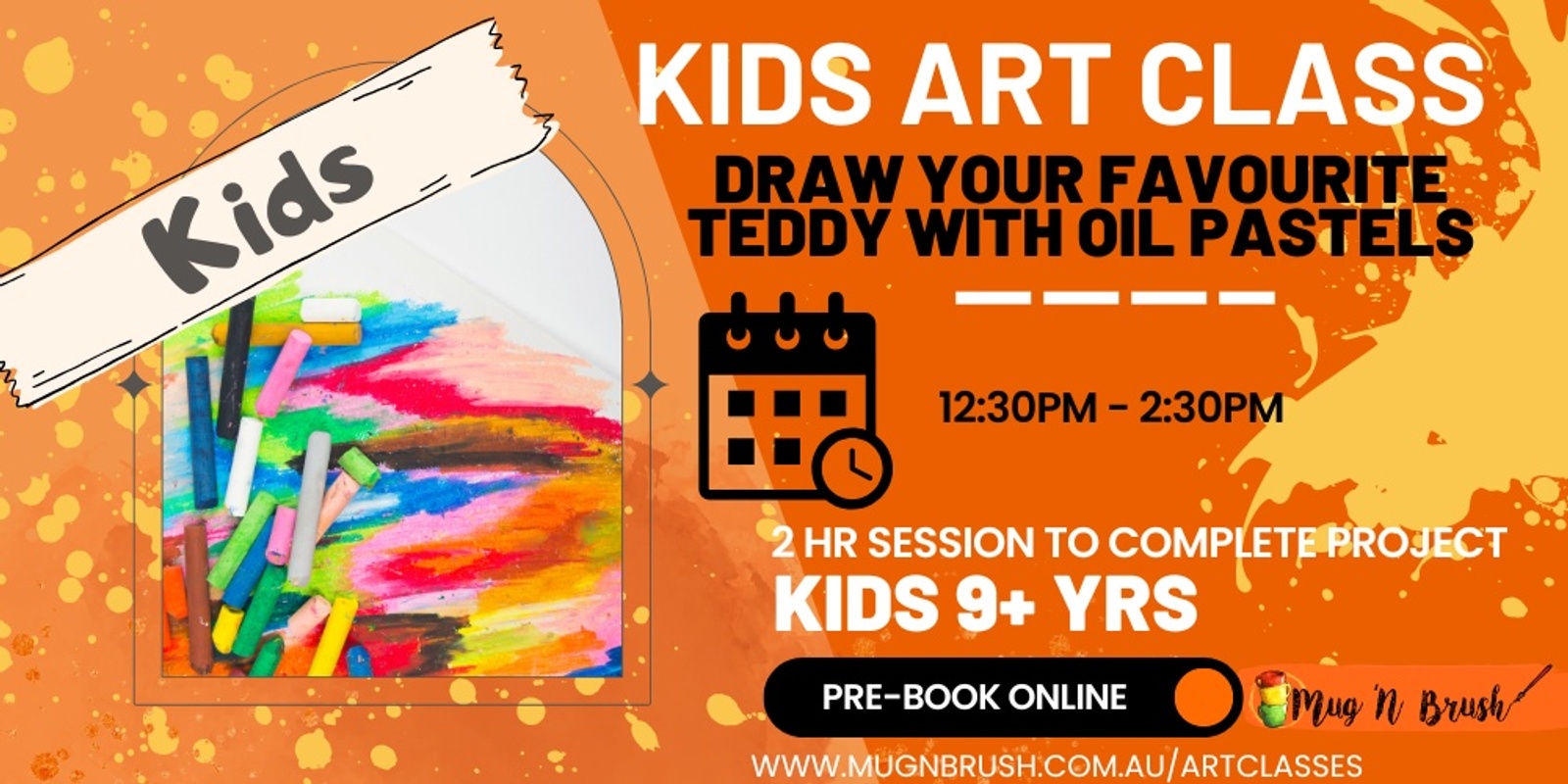 Banner image for Kids Holiday Session - Draw your favourite Soft toy with oil pastels 9+ yrs