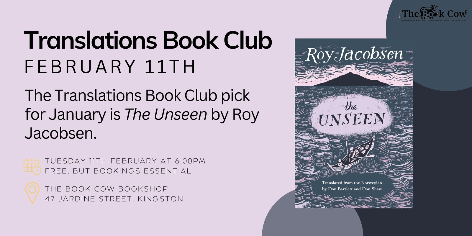 Banner image for February Translations Book Club - The Unseen by Roy Jacobson