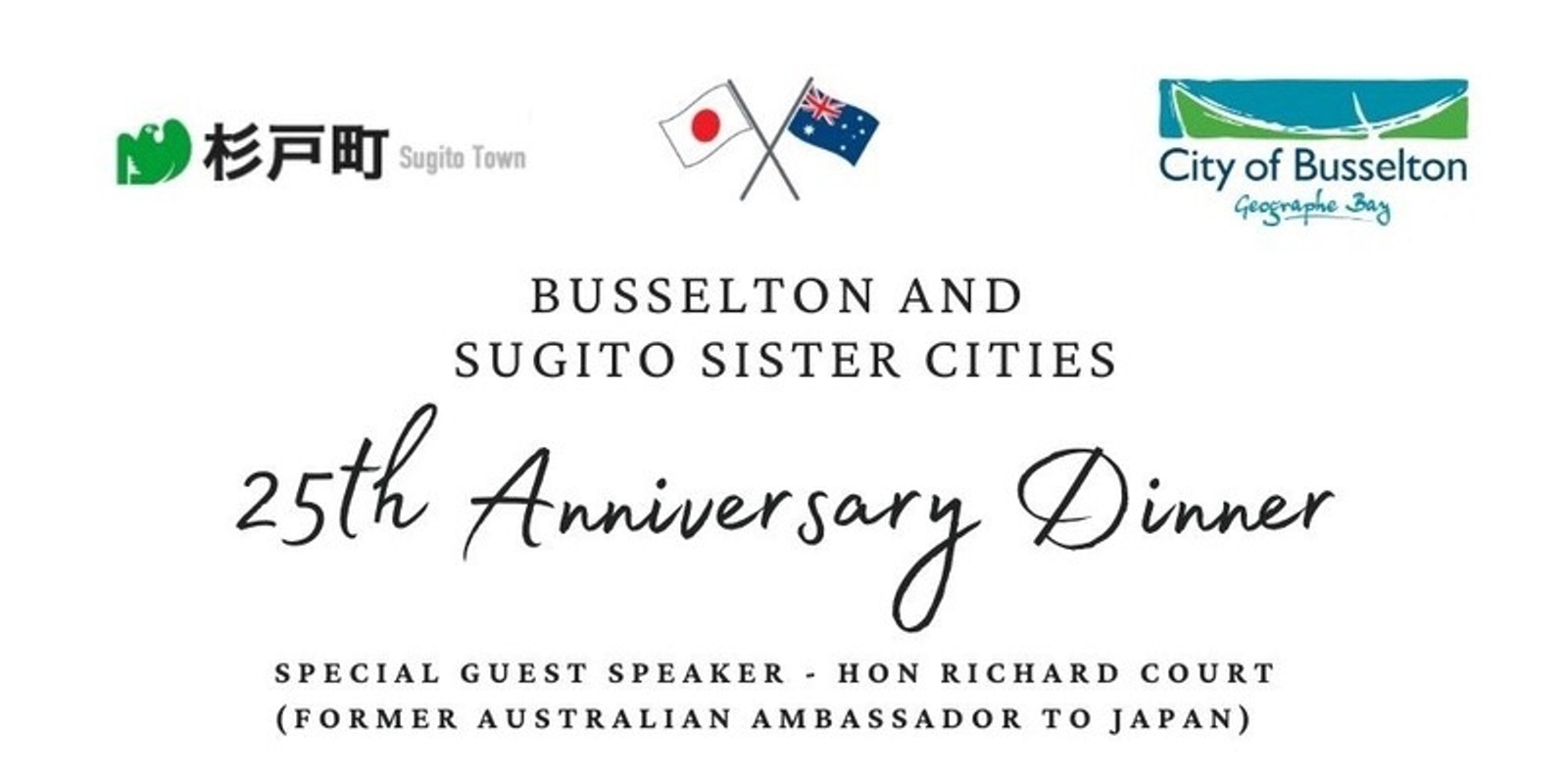 Banner image for Busselton and Sugito Sister Cities 25th Anniversary Dinner