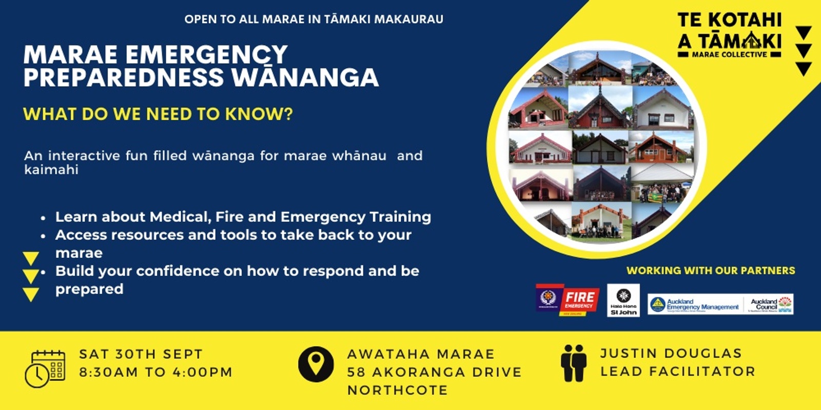 Banner image for FREE Marae Emergency Preparedness Wānanga - Awataha Marae