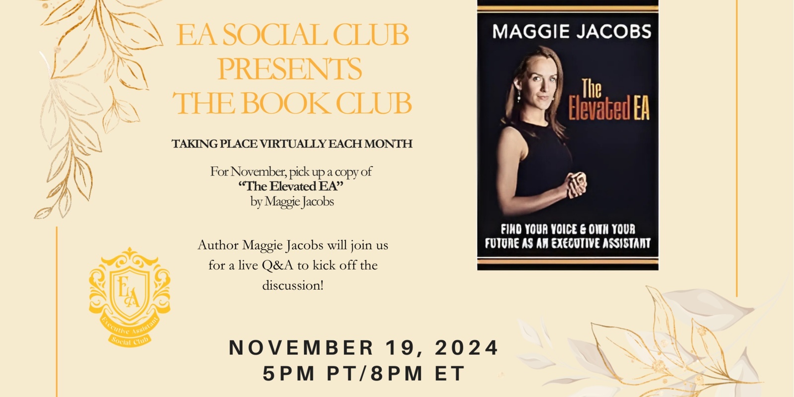 Banner image for EA Social Club - November Virtual Book Club