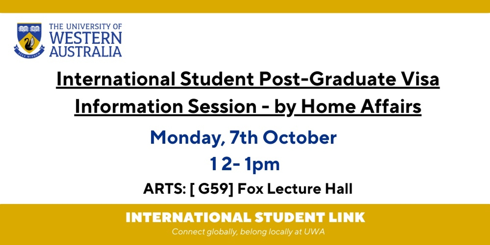 Banner image for International Student Post-Graduate Visa Information Session - by the Department of Home Affairs