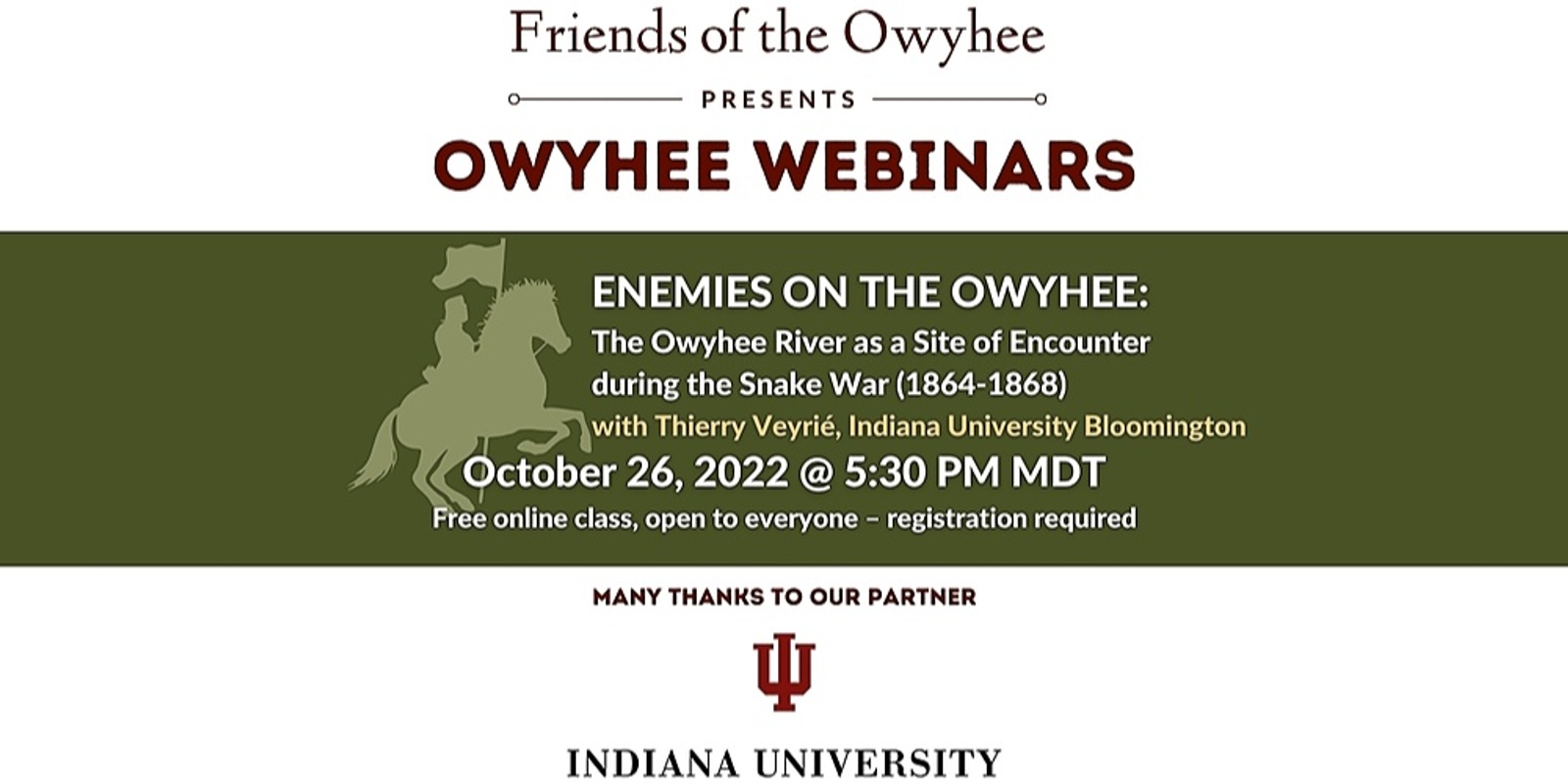 Banner image for Owyhee Webinar: Enemies on the Owyhee: The Owyhee River as a Site of Encounter during the Snake War (1864-1868)