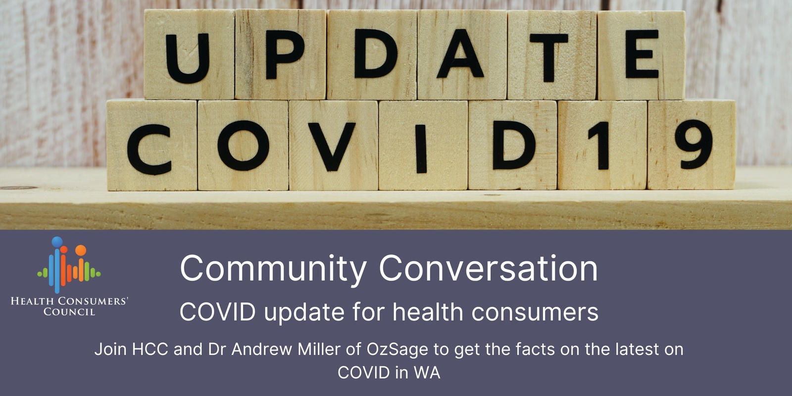 Banner image for HCC Community Conversation: COVID update for health consumers March 2024