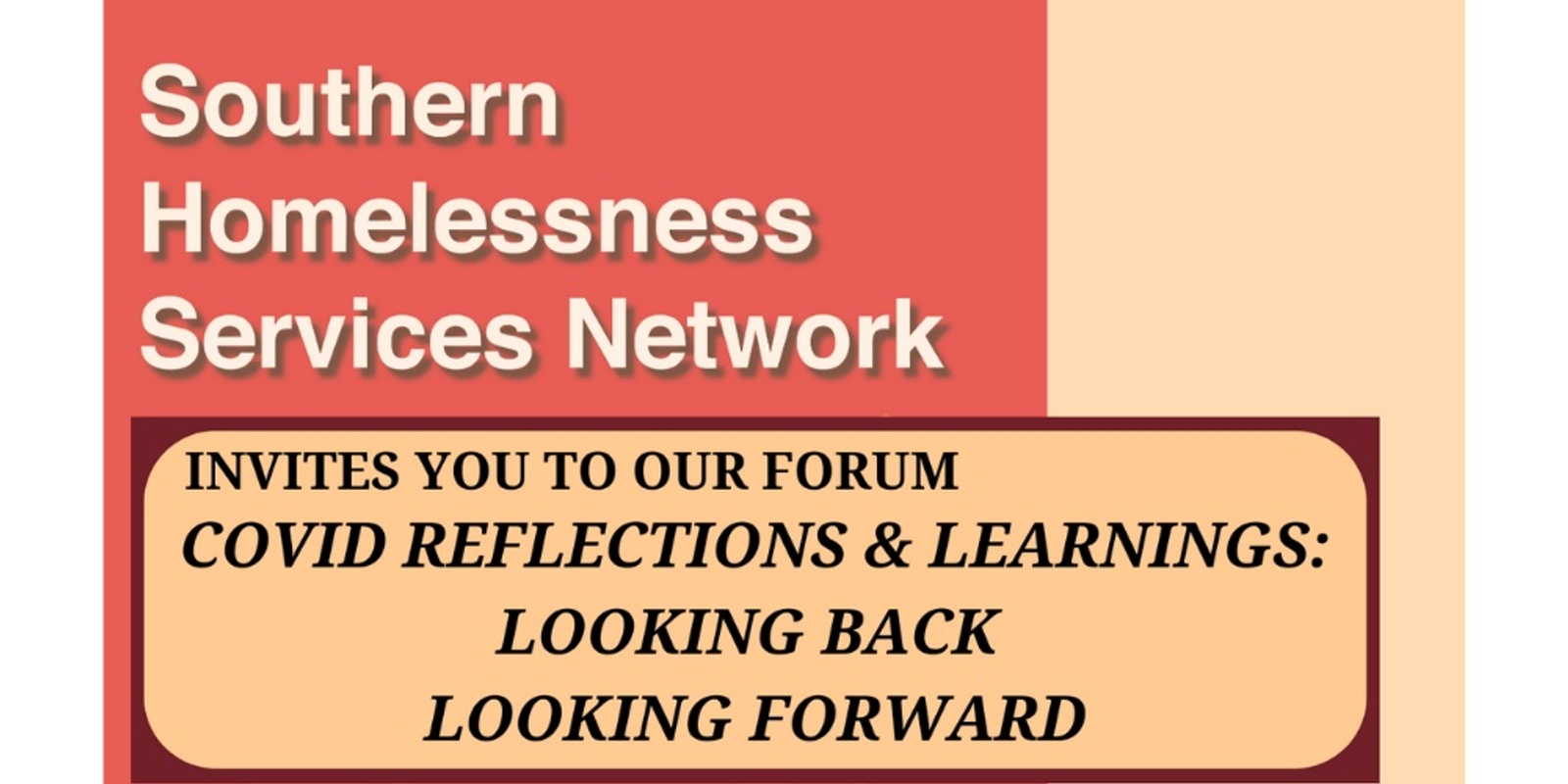 Banner image for SHSN COVID Reflections & Learnings Forum: Looking Back - Looking Forward