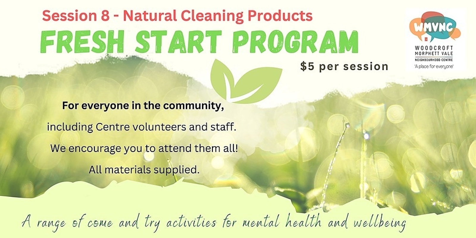 Banner image for Fresh Start - Session 8 - Make your own natural cleaning products