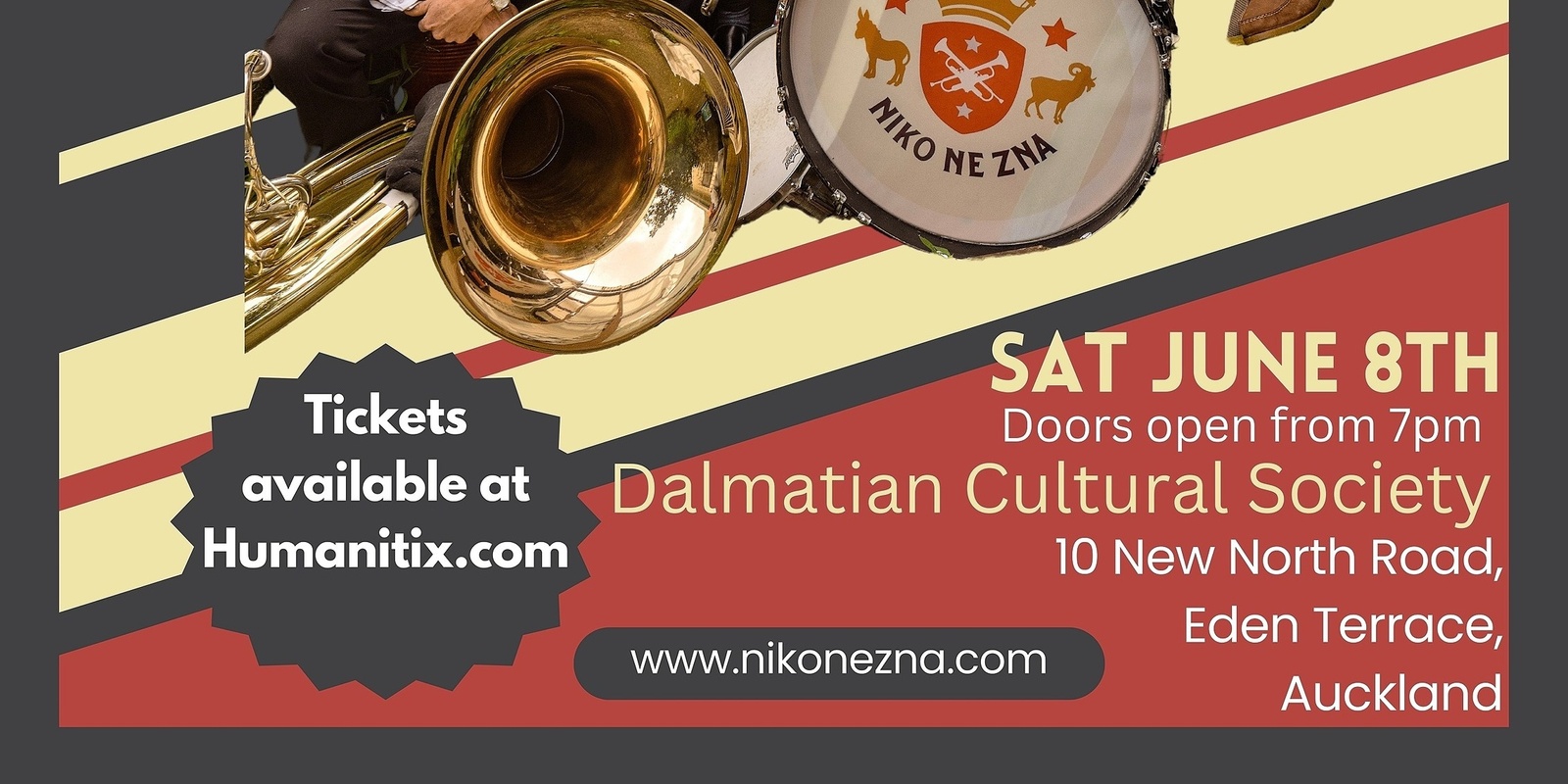 Banner image for Niko Ne Zna - NZ's 9 piece Balkan Brass Extravaganza - Auckland