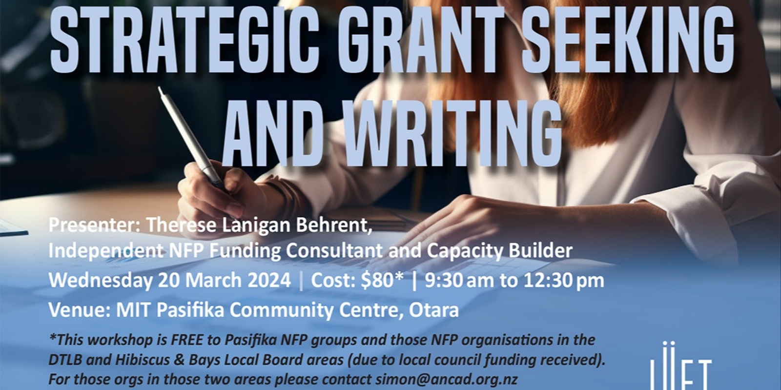 Banner image for Strategic Grant Seeking and Writing in-person workshop at MIT Otara
