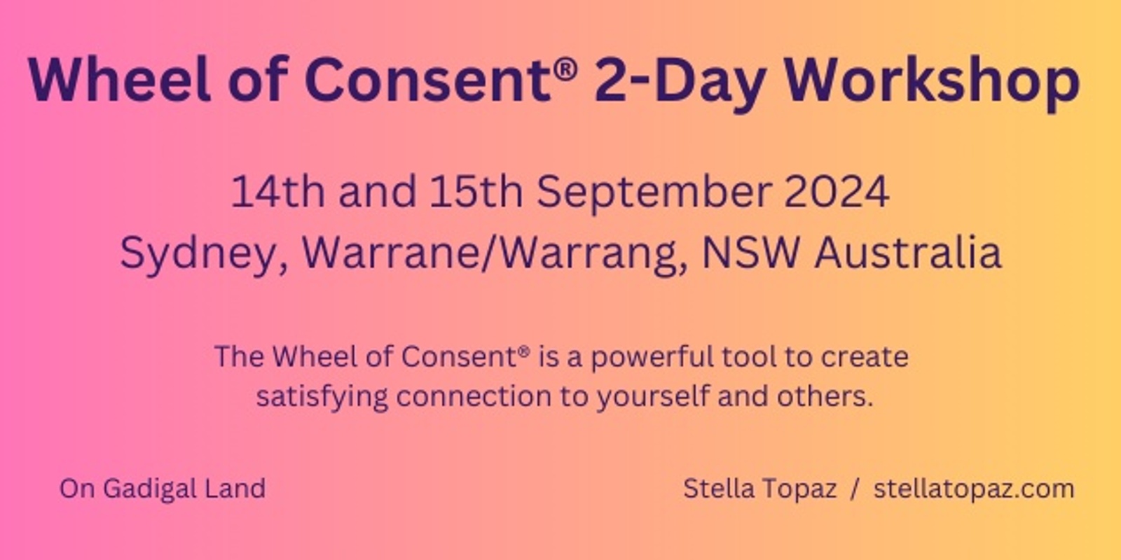 Banner image for Wheel of Consent® 2-day Workshop: Sydney, Warrane / Warrang