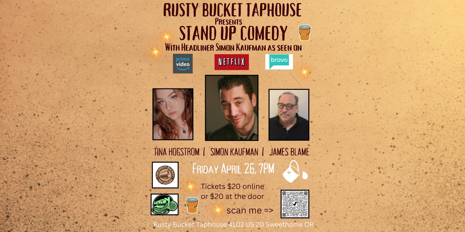 Banner image for Comedy at the Rusty Bucket Tap House