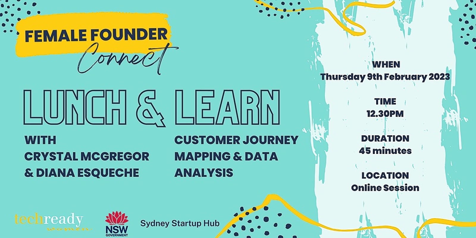 Banner image for Female Founder Connect Lunch & Learn | Customer Journey Mapping and Data Analysis