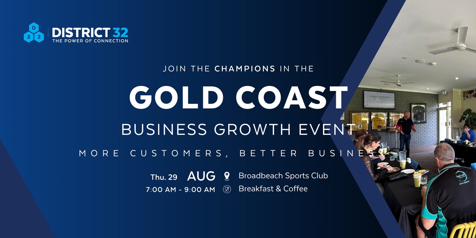 Banner image for District32 Business Networking Gold Coast – Champions- Thu 29 Aug